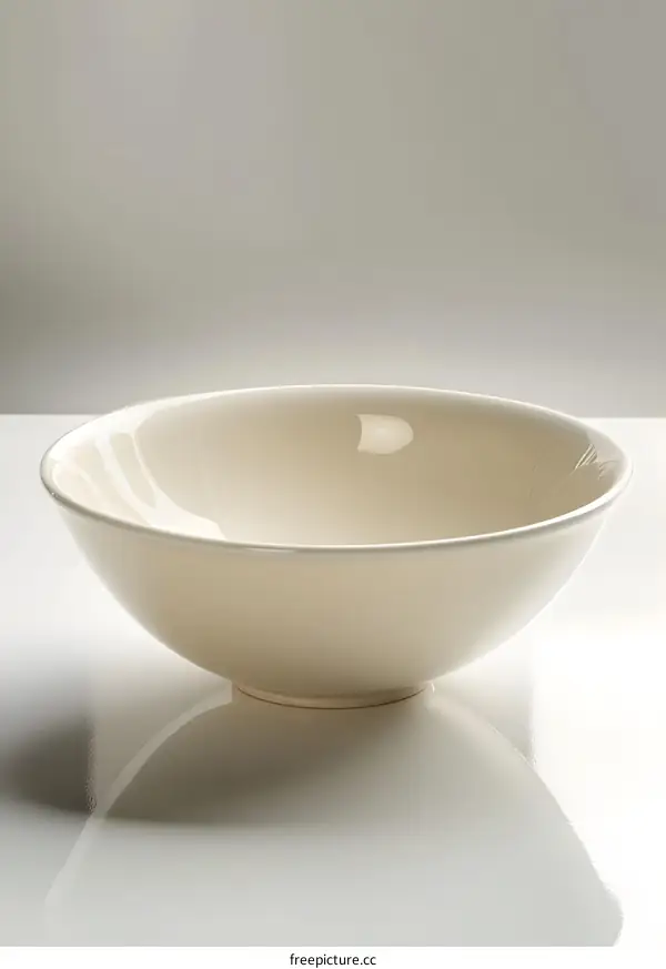 Empty ceramic bowl on white background