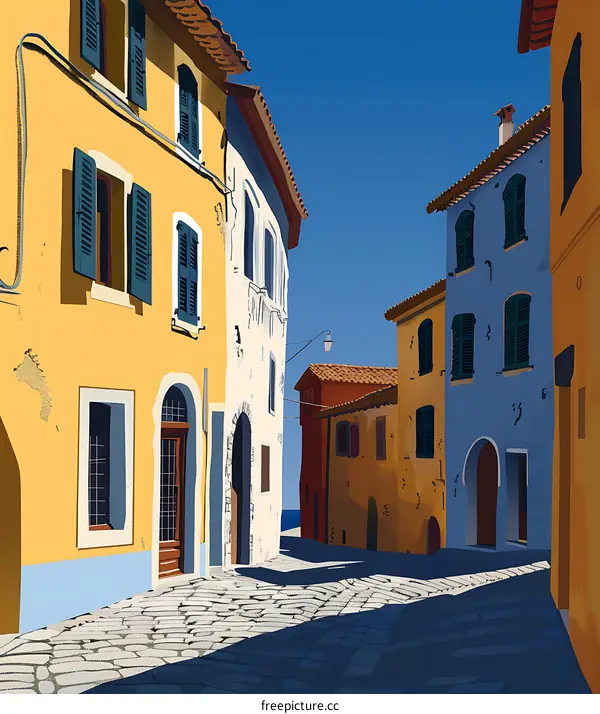 Colorful Houses in a Narrow Street