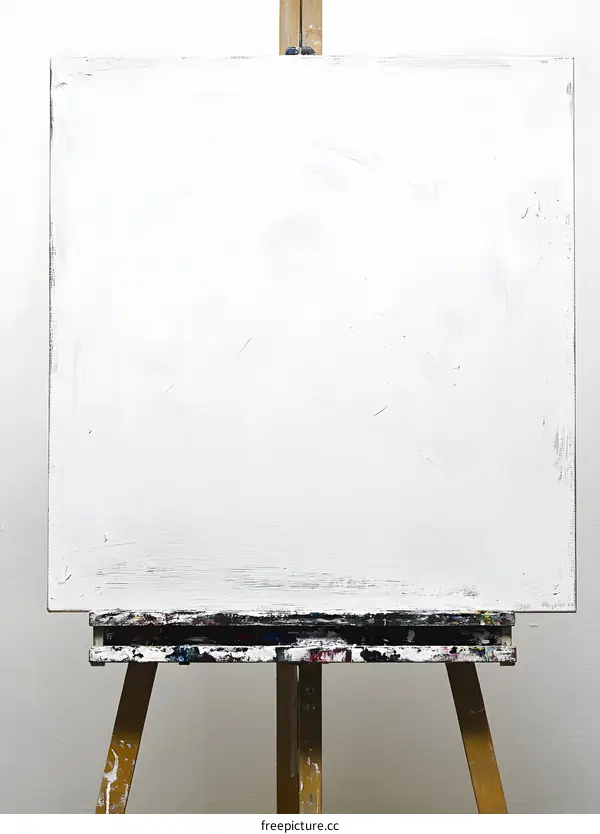 Blank Canvas on Easel Ready for Painting