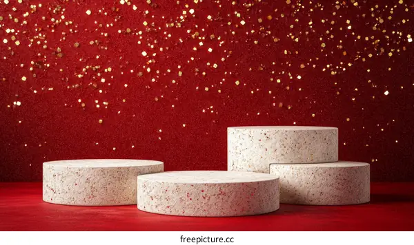 Elegant Red and White Product Display Platform