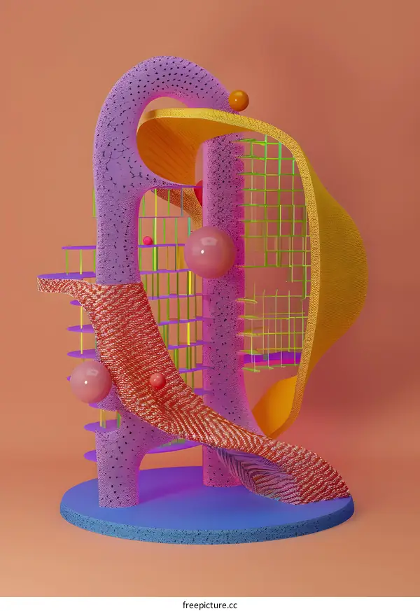 Abstract 3D Colorful Geometric Design