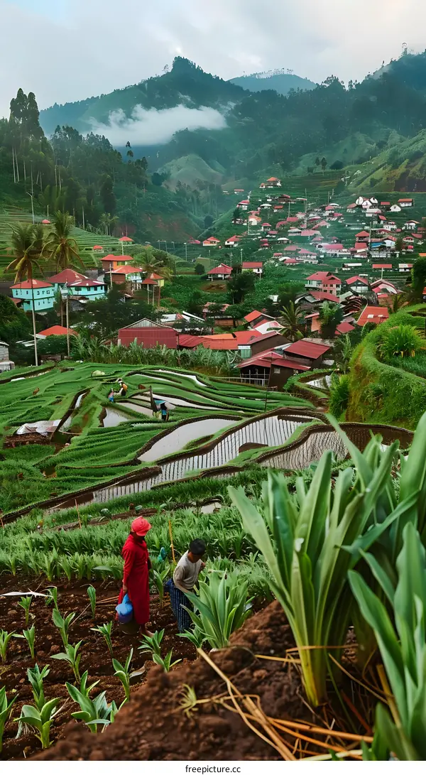 Rice Terraces in the Mountains of Indonesia