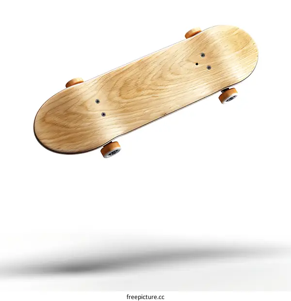 Blank skateboard in the air