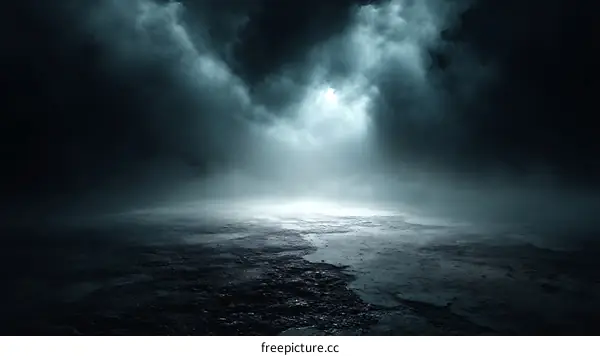 Dark Empty Ground with Dramatic Lighting
