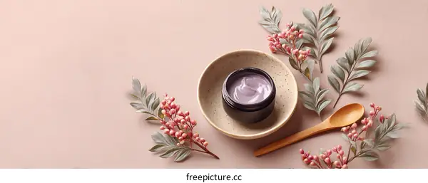 Elegant Skin Care Product Display with Natural Elements