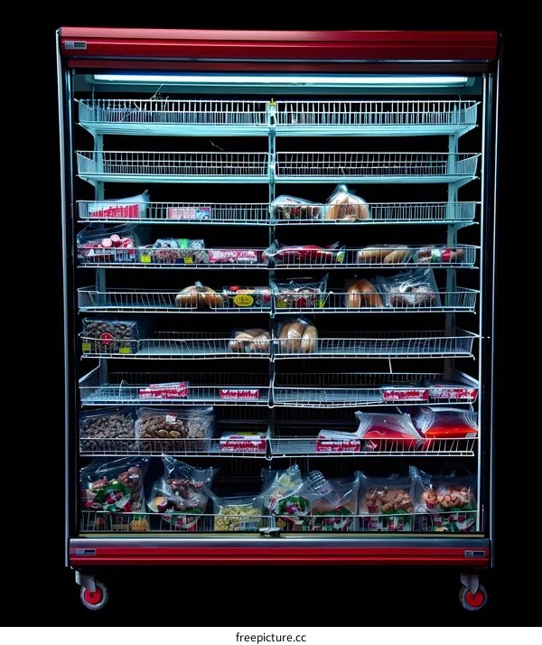 Refrigerated Display Case Filled with Food Products