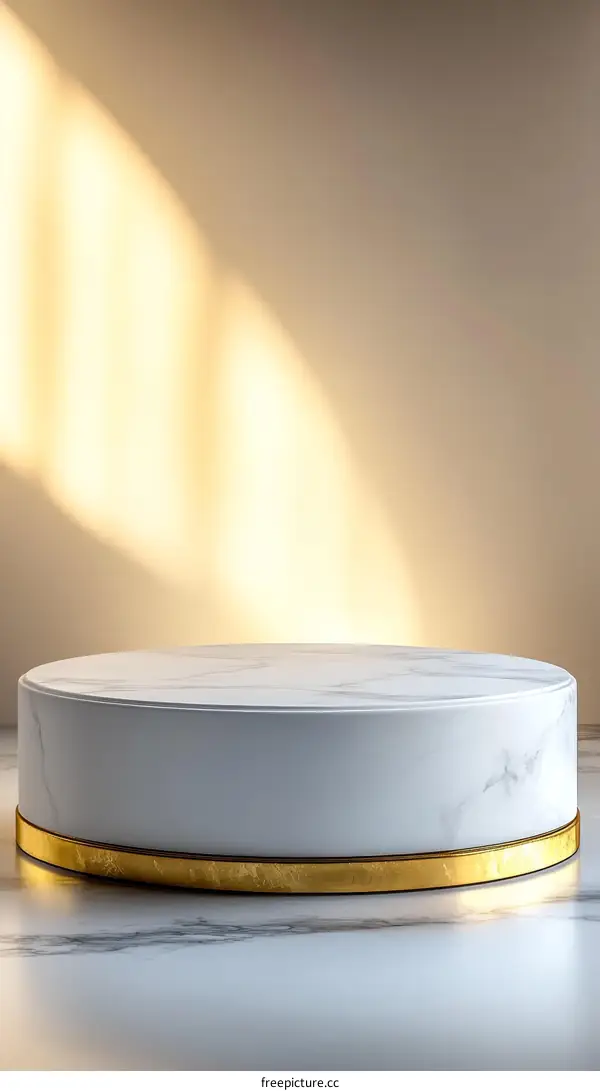 Elegant Marble Display Podium with Gold Trim
