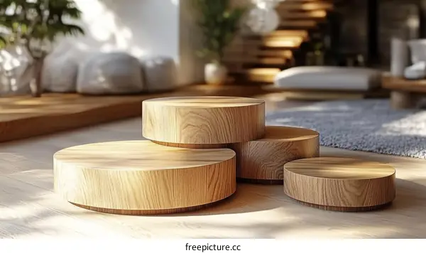 Wooden Display Stands in a Modern Interior