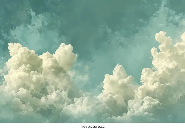 White cloudscape with a stormy sky in the background