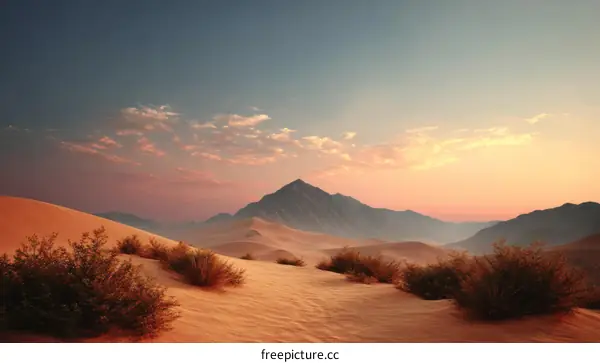 Desert Sunrise Mountain Landscape Illustration