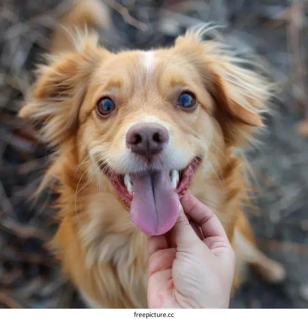 A ginger dog sticking its tongue out