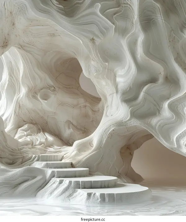 Abstract White Marble Cave Interior Design