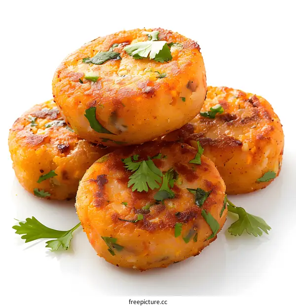 Delicious Vegetable Patties on White Background