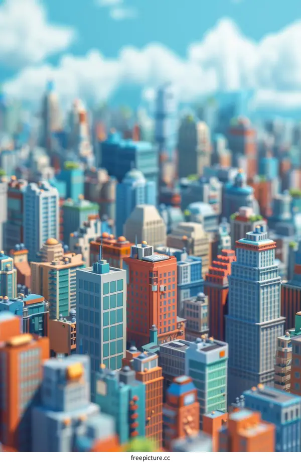 Aerial CityScape with High-Rise Buildings