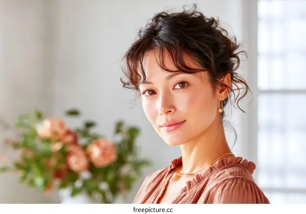 Portrait of a woman with beautiful makeup and hairstyle