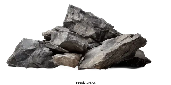 [Transparent Background PNG]Stack of Gray Rocks Isolated on White Background