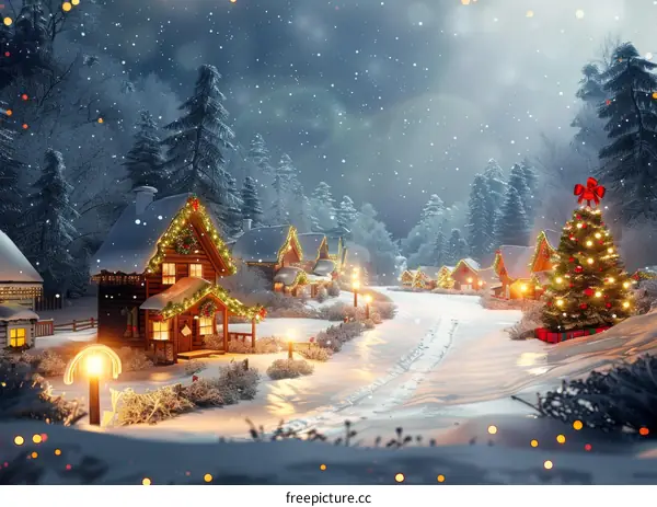 Enchanted Christmas Eve in a Snowy Village
