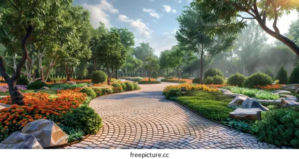 Serene Garden Pathway: Tranquility in Nature
