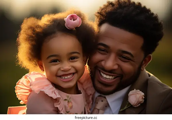 Happy father and daughter smiling together