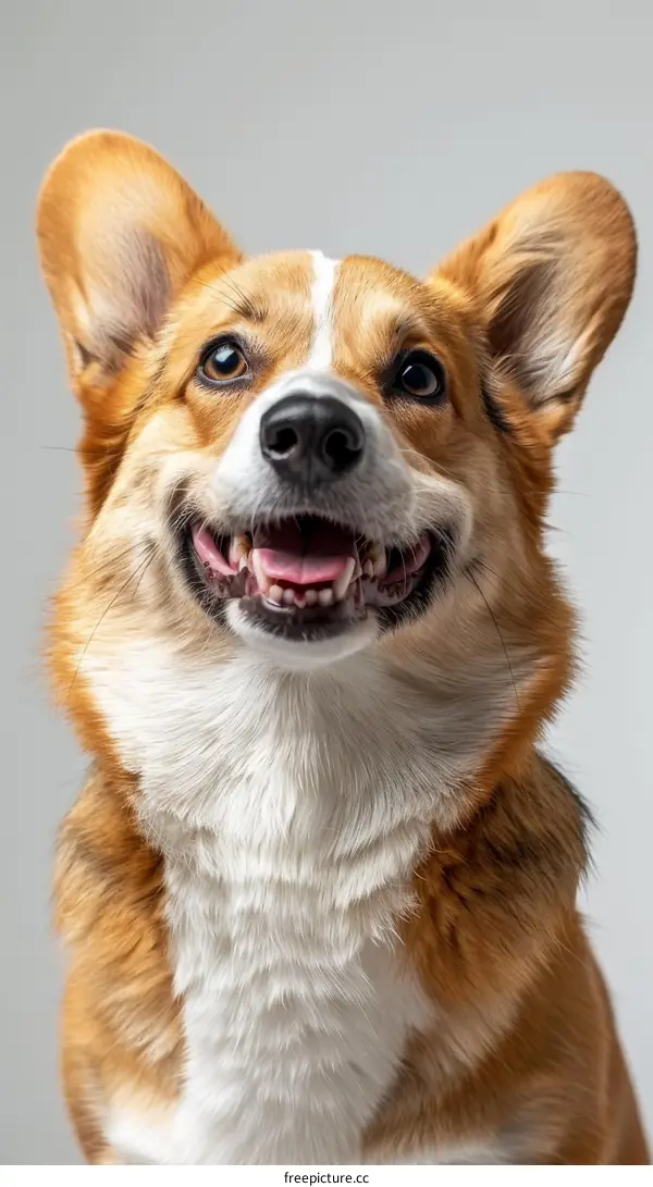 A happy looking brown and white corgi dog