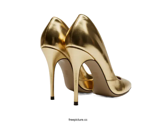 [Transparent Background PNG]Elegant Gold High Heel Pumps for Women's Fashion