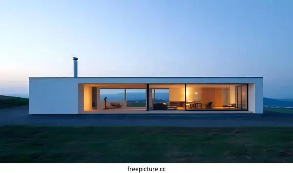 Modern Minimalist House with Large Windows and a View