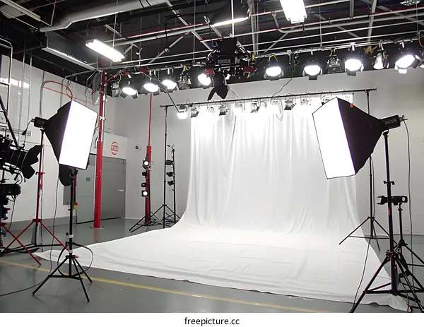 Professional Studio Photography Setup with White Backdrop