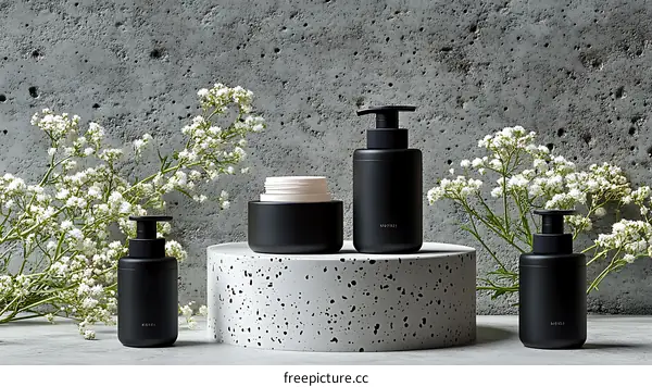 Modern Black Soap Dispensers and Cream Jar