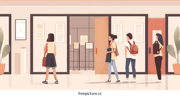 Students Waiting in Line to Enter the School Building