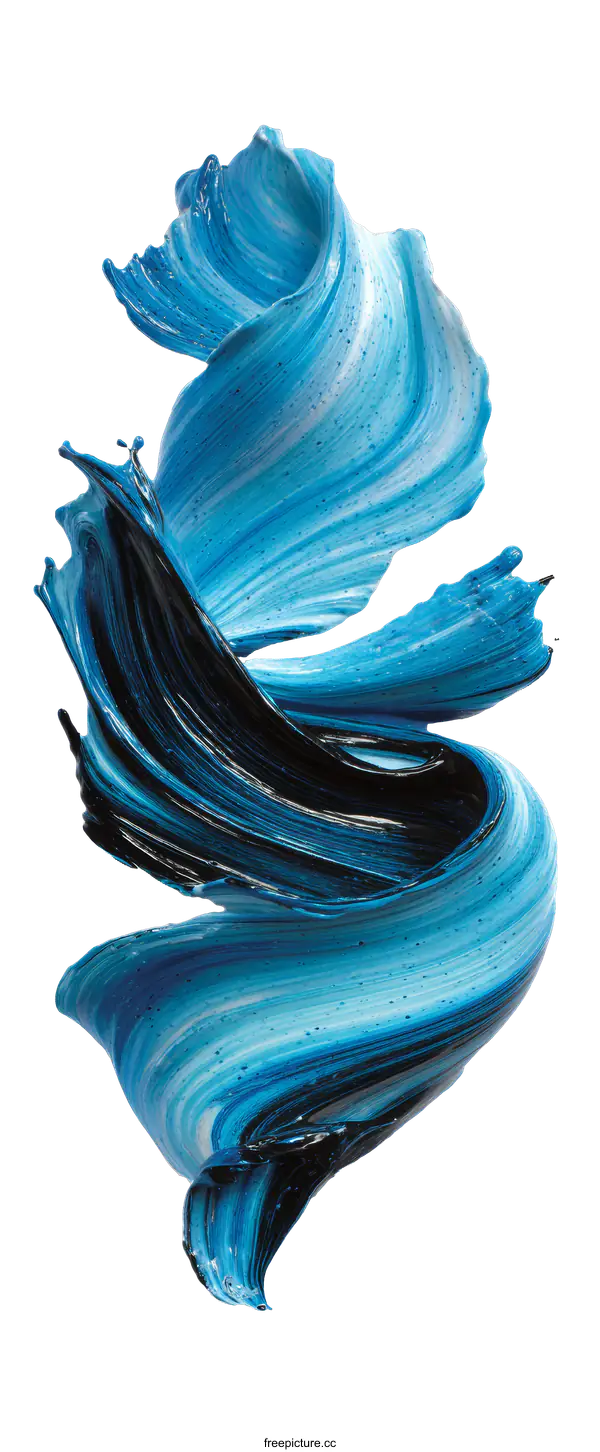 [Transparent Background PNG]Abstract Art Painting with Blue and Black Colors