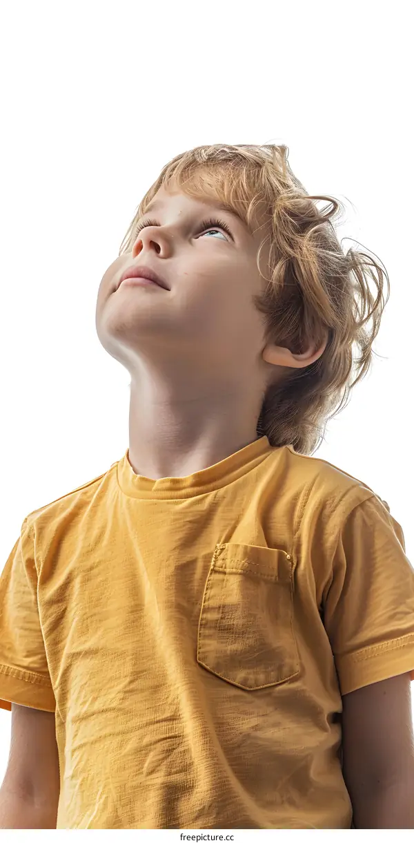 Young Boy Looking Up in Wonder
