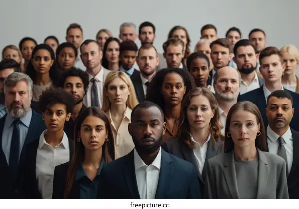 A group of diverse business professionals posing for a photo