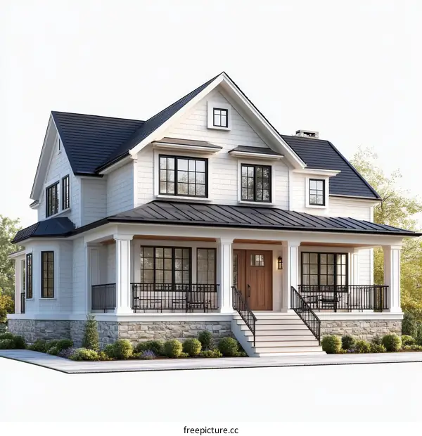Modern Farmhouse Exterior Design Illustration