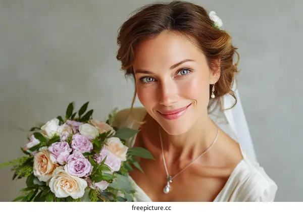 Beautiful Bride with Wedding Bouquet