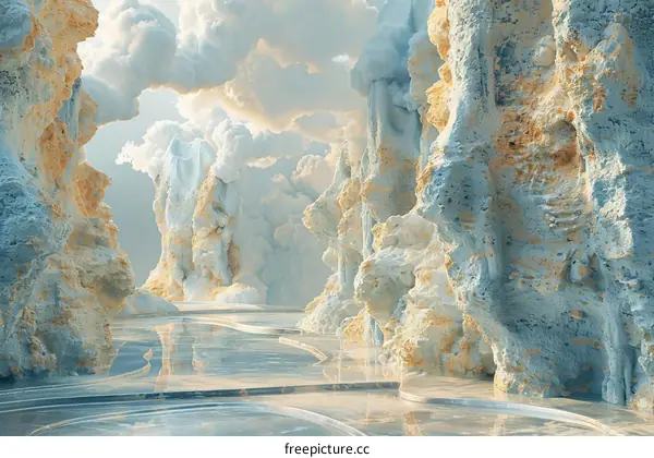 Abstract Cloud Caverns Landscape Illustration
