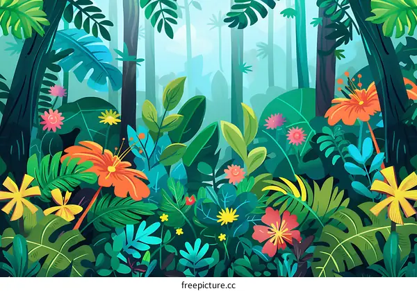 Tropical Rainforest Background Illustration