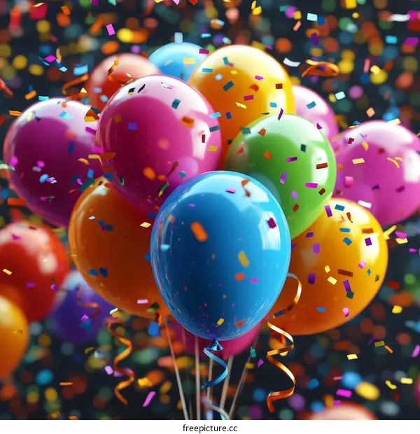 Colorful Balloons and Confetti Celebration