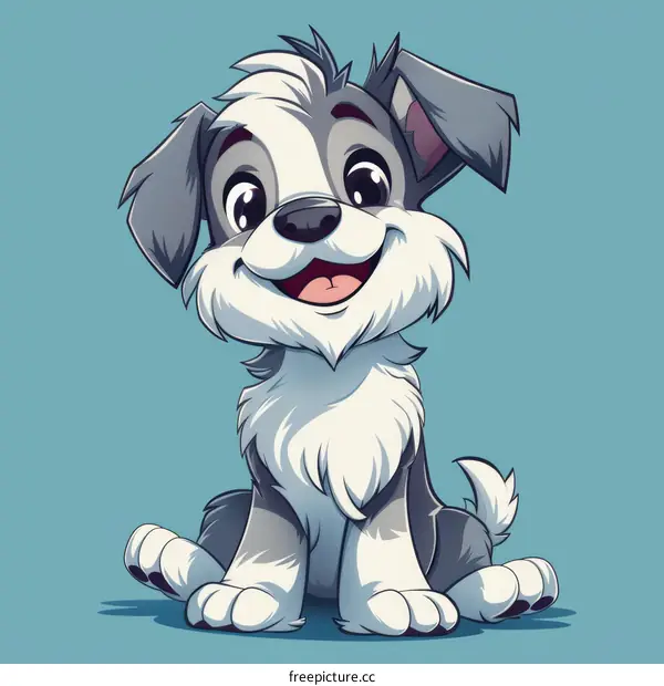 A cute cartoon dog with a happy expression on its face