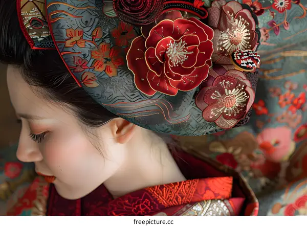 Japanese bride with traditional headwear
