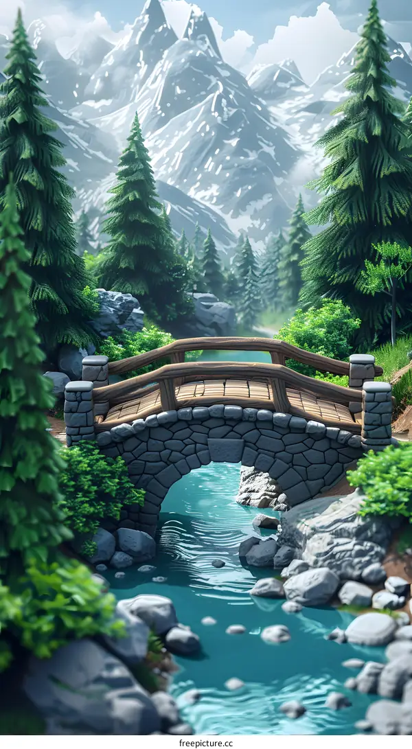 Stone Bridge over Tranquil Stream