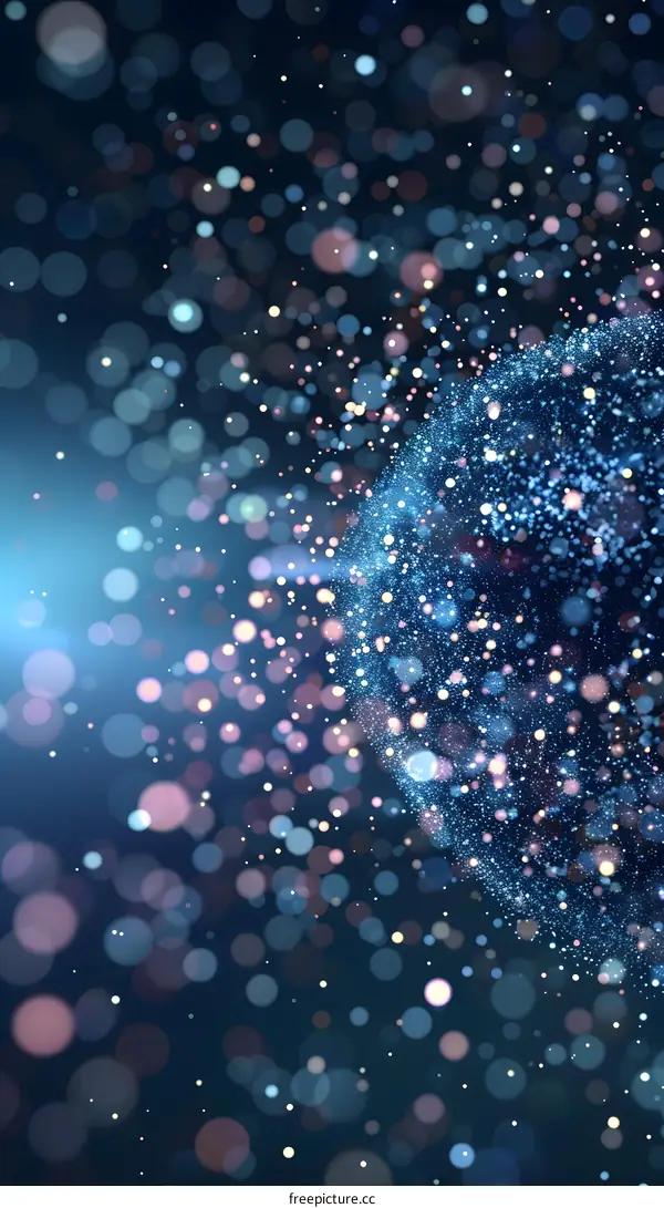 Abstract Blue Bokeh Background with Glitter and Sparkles