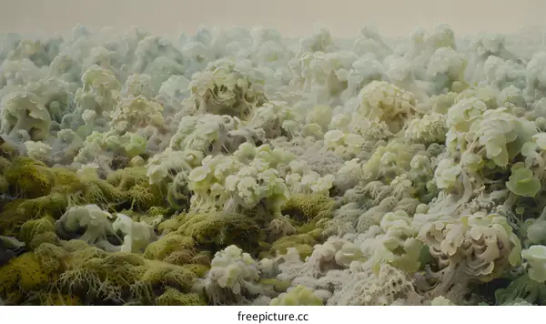 Abstract Artistic Landscape with Green and White Colors