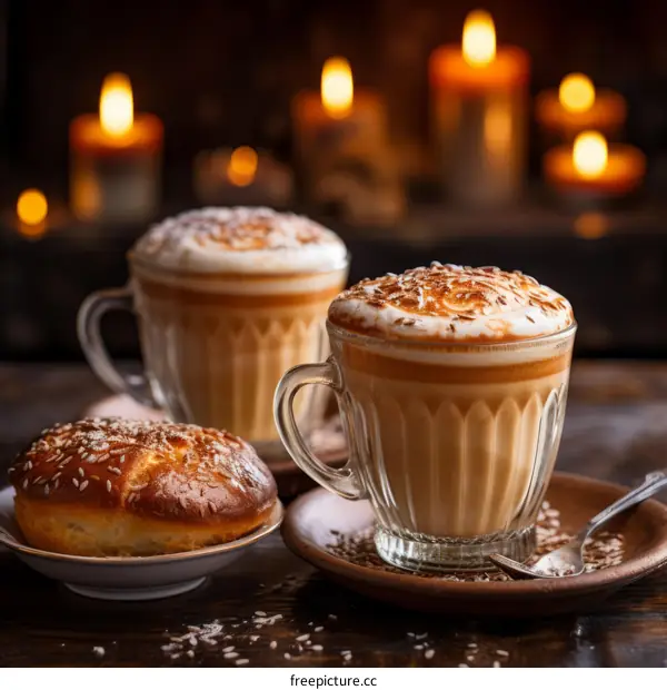 Cozy Coffee and Pastry with Coconut Foam