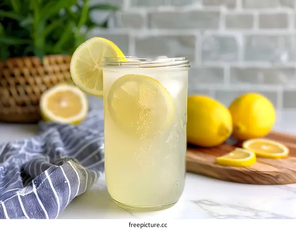 Glass of Lemonade with Lemon Slices