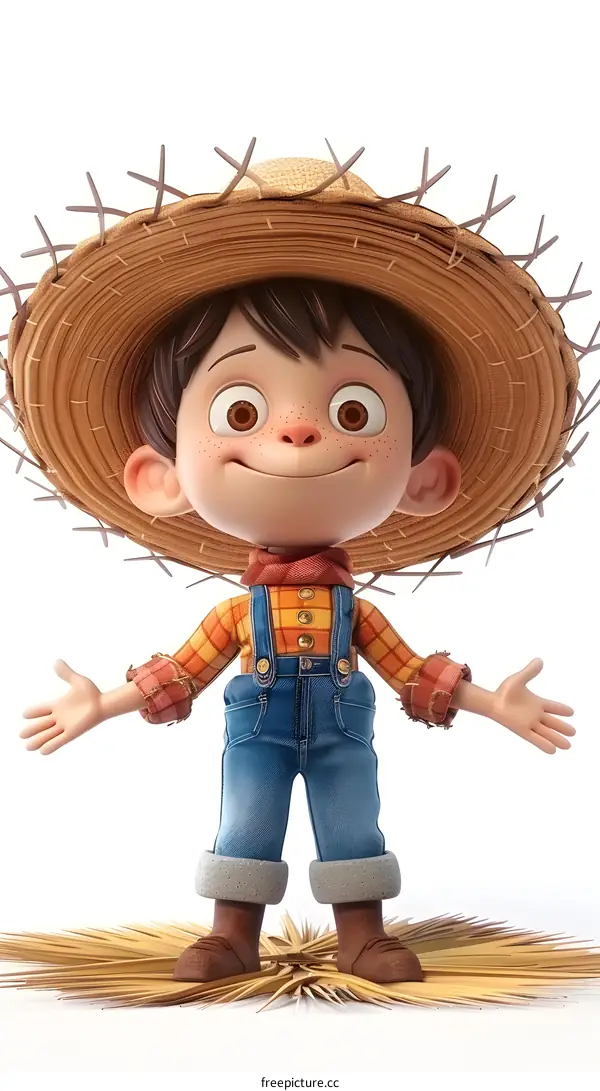 cute 3d cartoon character of a farmer boy