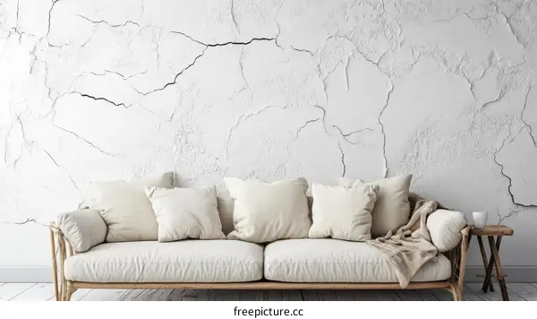 Cracked White Wall Living Room Decor