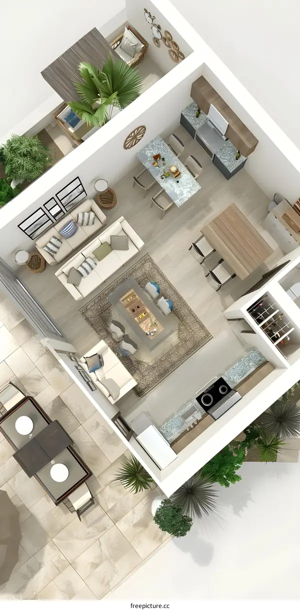 Modern House Floor Plan with Outdoor Patio