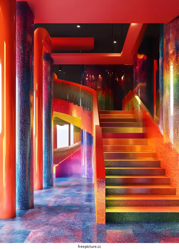 Colorful Staircase in a Modern Interior Design