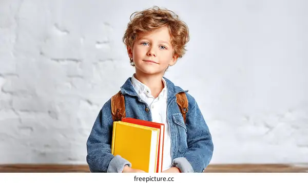A Student with Books Ready for School