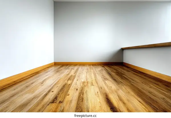 Empty Corner Room with Wooden Flooring